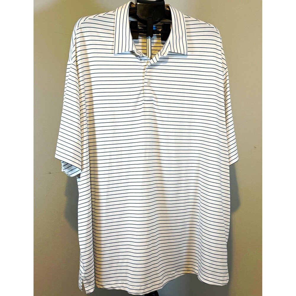 Roundtree & Yorke Performance Polo Men's Big 3X White Blue Striped SS
